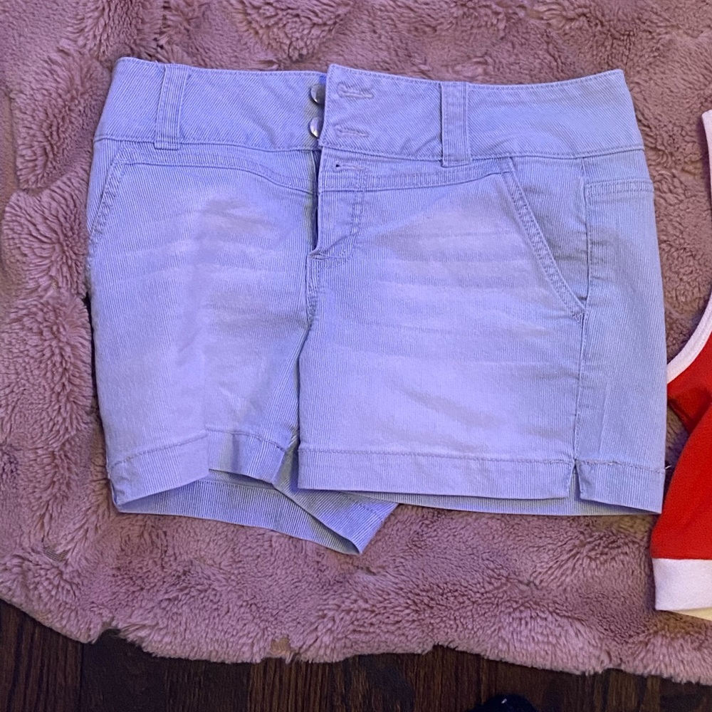 light blue shorts